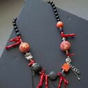 Niezwykły naszyjnik etno/boho z ciekawym koralem i lawą prezent lux UNIKAT