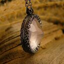 Naszyjnik Serca - Różowy Kwarc Srebro IV