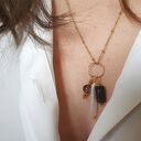 Łańcuszek z perłą i granatem