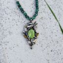 Srebrny Wisiorek z Oliwinem i Ważką