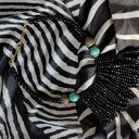 Naszyjnik Czarny Turkus Kryształki Krótki 24.25