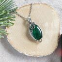 Naszyjnik Malachit "Leśny Mróz" stal chirurgiczna wisiorek handmade