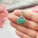Naszyjnik z amazonitem na stali chirurgicznej - ręcznie robiony wire wrapping 