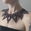 Etniczny naszyjnik 'Azure & Gold' - kolia z koralików szklanych