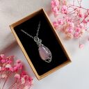 Naszyjnik Agat Brazylijski Różowy stal chirurgiczna wisiorek handmade wirewrapping