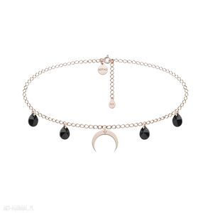 Choker różowego złota księżycem czarnymi kryształami swarovski®