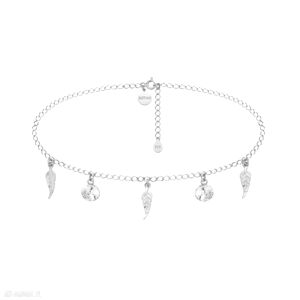 Srebrny choker piórkami bezbarwnymi kryształami swarovski®