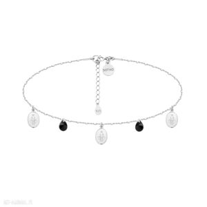 Srebrny choker medalikami czarnymi kryształami swarovski® crystal