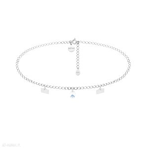 Srebrny choker prostokątnymi blaszkami kryształem swarovski®