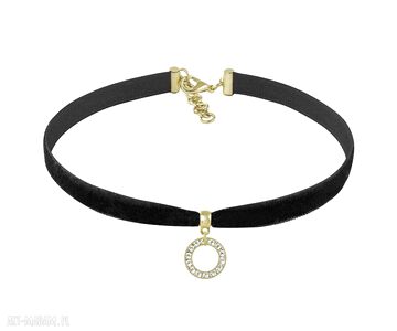 Choker swarovski circle velvet aksamitka delikatny naszyjnik