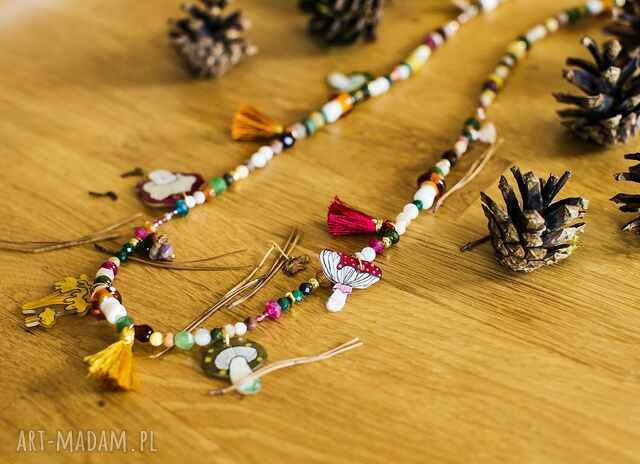 Długi grzybkowy naszyjnik z naturalnych kamieni