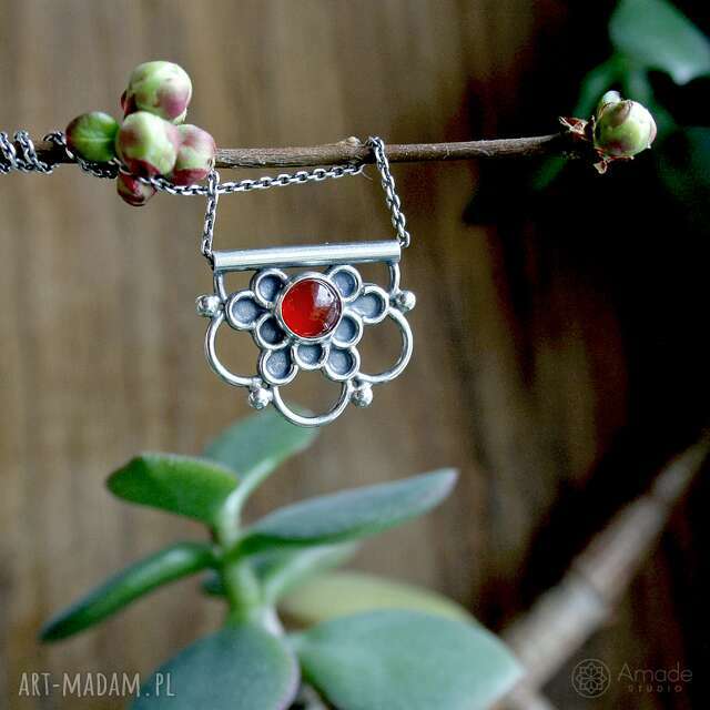 Tiny pendant red flower mandala