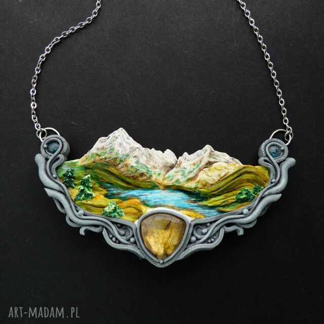 Naszyjnik z górskim widokiem i labradorytem "góry"