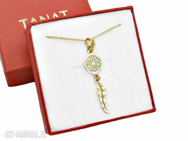 Pozłacany naszyjnik mini łapacz snów