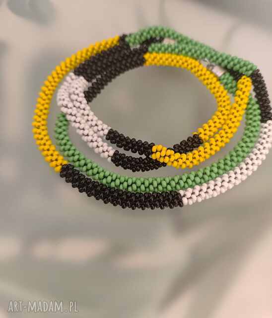 Naszyjnik Zielony Wąż Długi Sznur Koralikowy