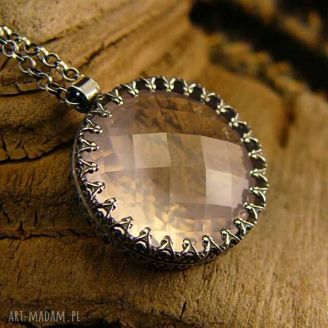 Naszyjnik Serca - Różowy Kwarc Srebro IV