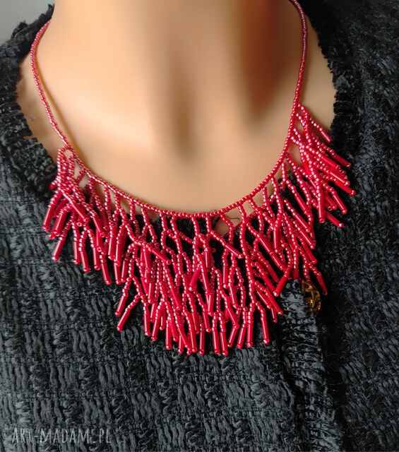 Naszyjnik Koralikowy Patyczaki Czerwone 23.61