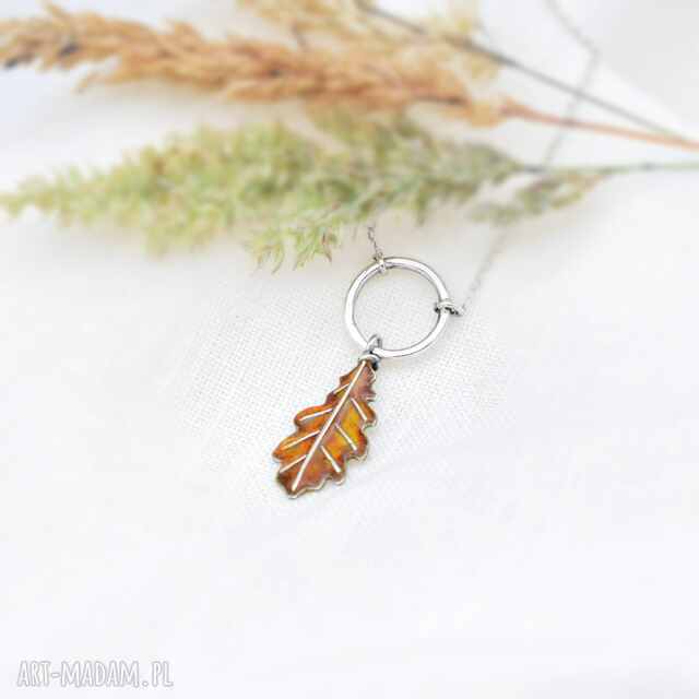 Wisiorek z Jesiennym Liściem Dębu