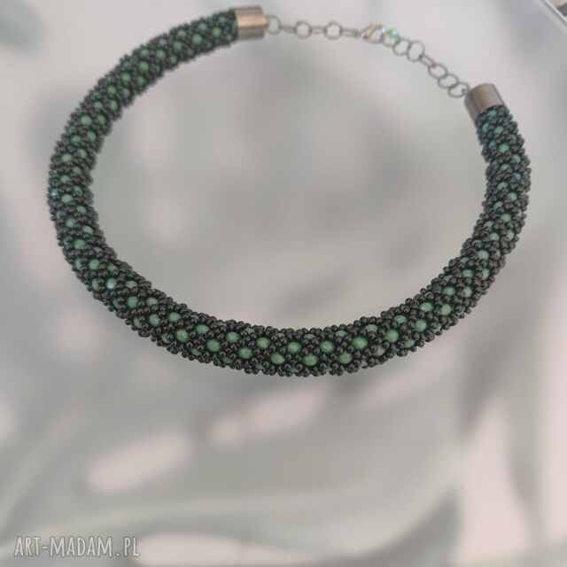 Naszyjnik Zielony Wąż Sznur Koralikowy Królewski
