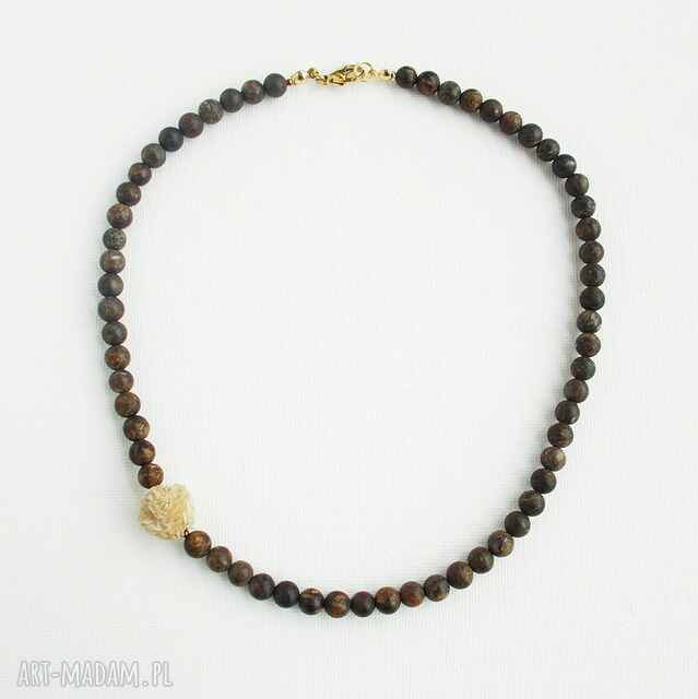Róża pustyni i bronzyt Naszyjnik z detalem