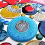 naszyjniki niebieski naszyjnik długi wisior mandala ceramiczna mosiądz duży artystyczny