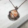 biżuteria z miedzi wire wrapping kamień słoneczny m182 miedź