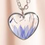 srebrny naszyjnik, prawdziwe kwiaty chabrowe serce mini kwiatowa biżuteria
