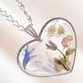 Srebrny naszyjnik z kwiatami Łąkowe Serce - handmade kwiatowa biżuteria prawdziwe kwiaty