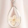 Srebrny z prawdziwym Hortensja - naszyjnik - kwiatem kwiaty ogrodowe motyw kwiatowy