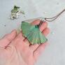 naszyjniki wisior miłorząb liść miłorzębu - zielony z prawdziwym liściem