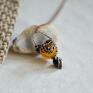 wisior agat onyks biżuteria wire wrapping pszczoła - naszyjnik z agatem i onyksem czarnym prezent dla niej