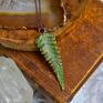 zielone naszyjniki wisior paproć - na łańcuszku wykonany z liścia prezent dla niej w miedzi