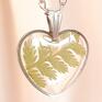 srebrne niepowtarzalny naszyjnik w kształcie serca z prawdziwymi liśćmi liść