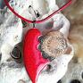 GAIA ceramika modne na ceramiczny czerwony naszyjnik wisiorek serce vintage biżuteria na szczęście