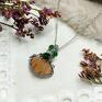 Naszyjnik Dynia Jadeit stal chirurgiczna wisiorek handmade wirewrapping z jadeitem