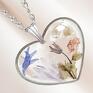 Naturofanka srebrne serce naszyjnik z prawdziwymi kwiatami łąkowe kwiaty łąka