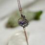 biżuteria na prezent violet spark - naszyjnik z kryształkiem wire wrapping wisior