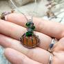 Naszyjnik Dynia Jadeit stal chirurgiczna wisiorek handmade wirewrapping z jadeitem