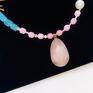 turkusowe naszyjniki pozłacane naszyjnik lazurowe marzenie chalcedon perły różowa kamienie naturalne