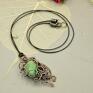 Green feather - naszyjnik - awenturyn wire wrapping