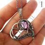 serce purple heart srebrny naszyjnik z ametystem wirewrapping prezent