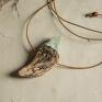 Skamieniały Ząb Smoka - naszyjnik z jadeitem - handmade smoczy kieł biżuteria fantasy