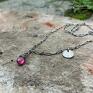 naszyjniki: Srebro i różowy szafir - naszyjnik z zawieszkami - codzienny z szafirem z kamieniem naturalnym
