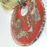 Czerwony ceramiczny naszyjnik z art clay - autorski wisior