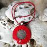 walentynkowa biżuteria czerwone ceramiczny naszyjnik wisior vintage bohemian damska wisiorek mandala