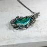 wire wrapping wisiorek malachit z azurytem s182 rękodzieło