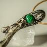 Leśny naszyjnik w kształcie poroża z rekonstruowanym malachitem - malachote wisior inspirowany naturą