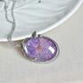 fioletowe naszyjniki naszyjnik violet - z suszonym kwiatem biżuteria dla niej