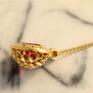 Naszyjnik srebrny złocony z czerwoną cyrkonią - ażurowy wisiorek