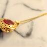 naszyjniki: srebrny złocony z czerwoną cyrkonią - ażurowy wisiorek mały